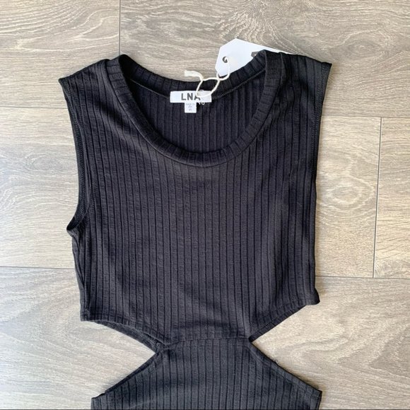 Revolve LNA Ribbed Midi Union Dress Black Size XS - Picture 6 of 16